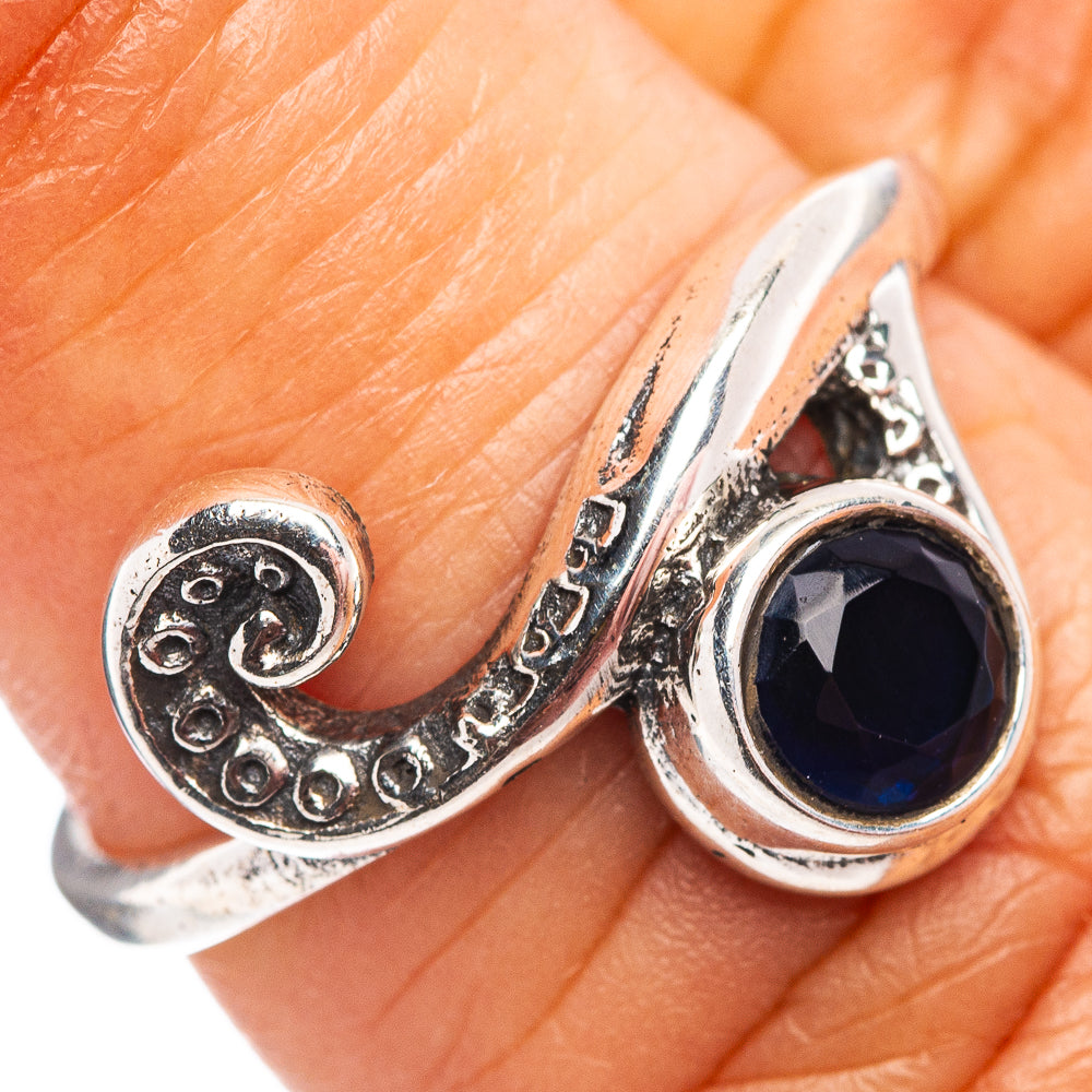 Blue Quartz Wave Dainty Ring Size 5.5 (.925 Sterling Silver)