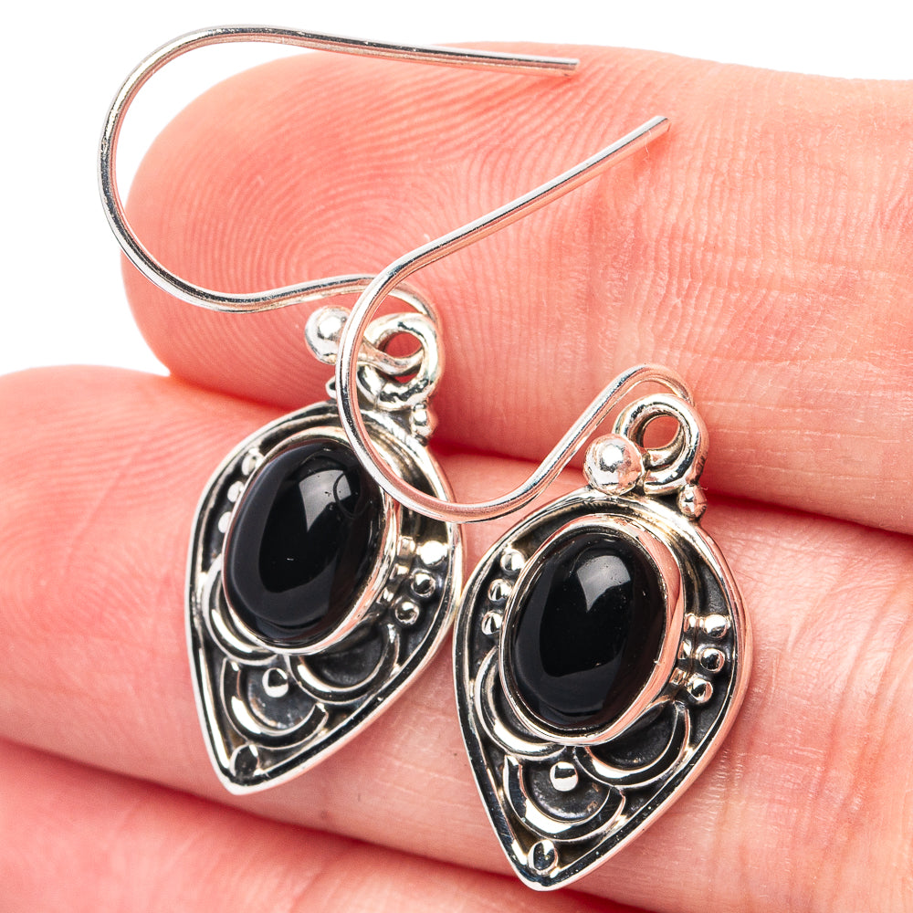 Black Onyx Earrings 1 1/4" (925 Sterling Silver) E3052