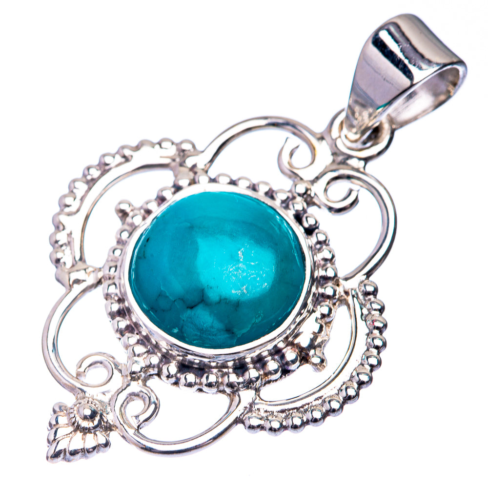 Premium Signature Tibetan Turquoise Pendant 1 1/2" (925 Sterling Silver) P38747