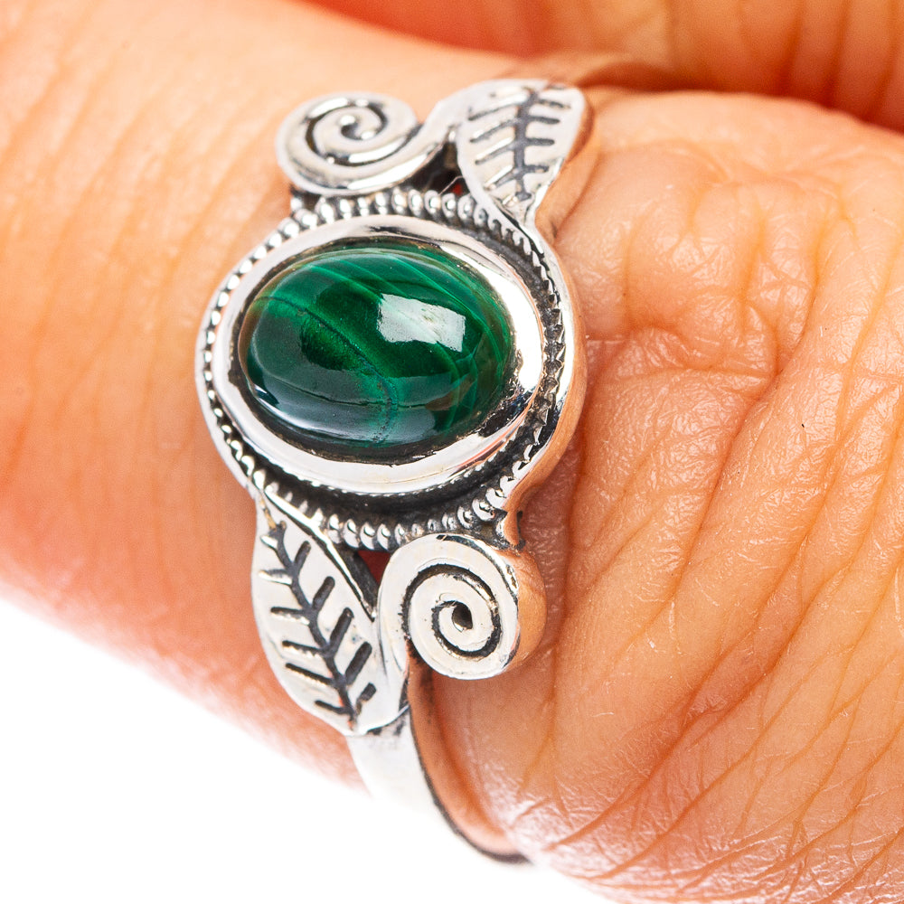 Malachite Leaf 925 Sterling Silver Ring Size 6.75 (925 Sterling Silver) R5326