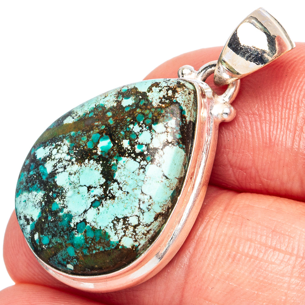 Rare Arizona Spiderweb Turquoise Pendants 1 3/8" (925 Sterling Silver) P43250