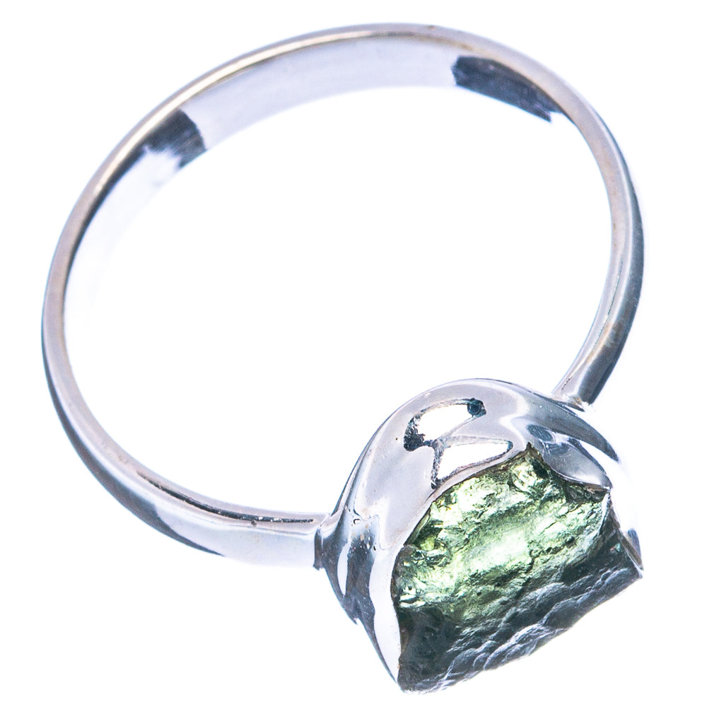 Rare Raw Moldavite Ring Size 8 (.925 Sterling Silver)