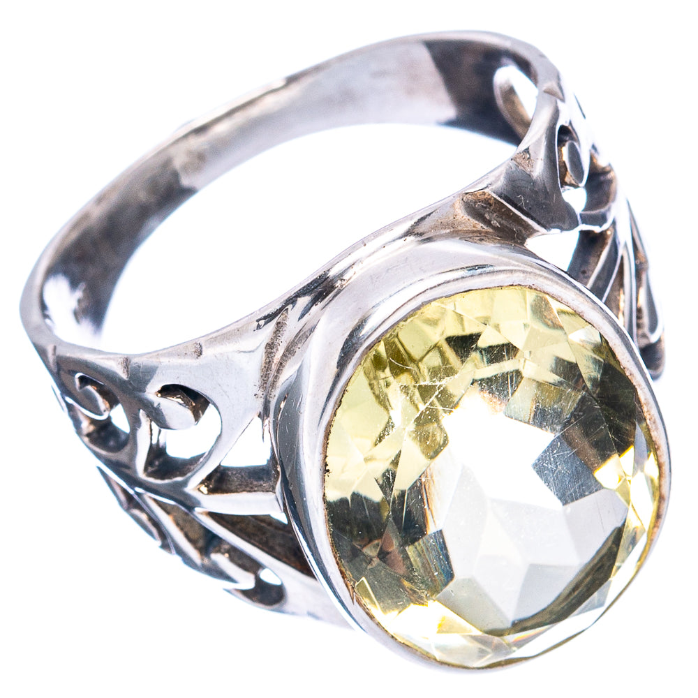 (Classic Series) Lemon Quartz Ring Size 8.25 (.925 Sterling Silver)