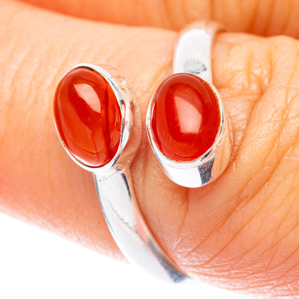 Carnelian Dainty Ring Size 7 Adjustable (925 Sterling Silver) R5702