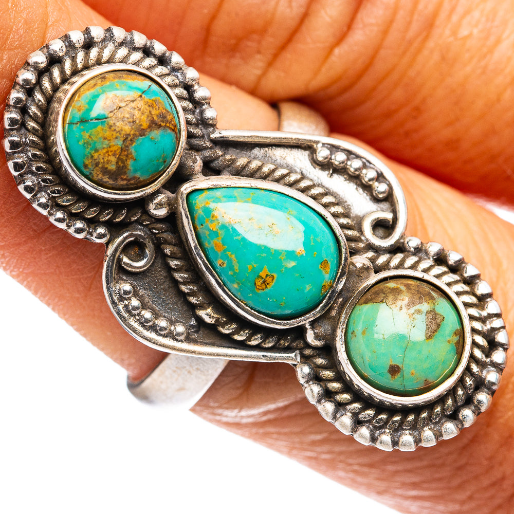 Exclusive Royston Turquoise Ring Size 8 Adjustable (.925 Sterling Silver)