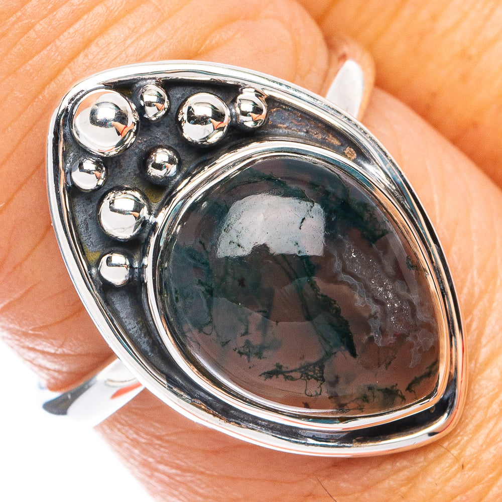 Premium Green Moss Agate Ring Size 7.75 (925 Sterling Silver) R7624