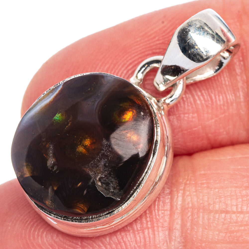Rare Mexican Fire Agate Pendant 1 1/4" (925 Sterling Silver) P40644