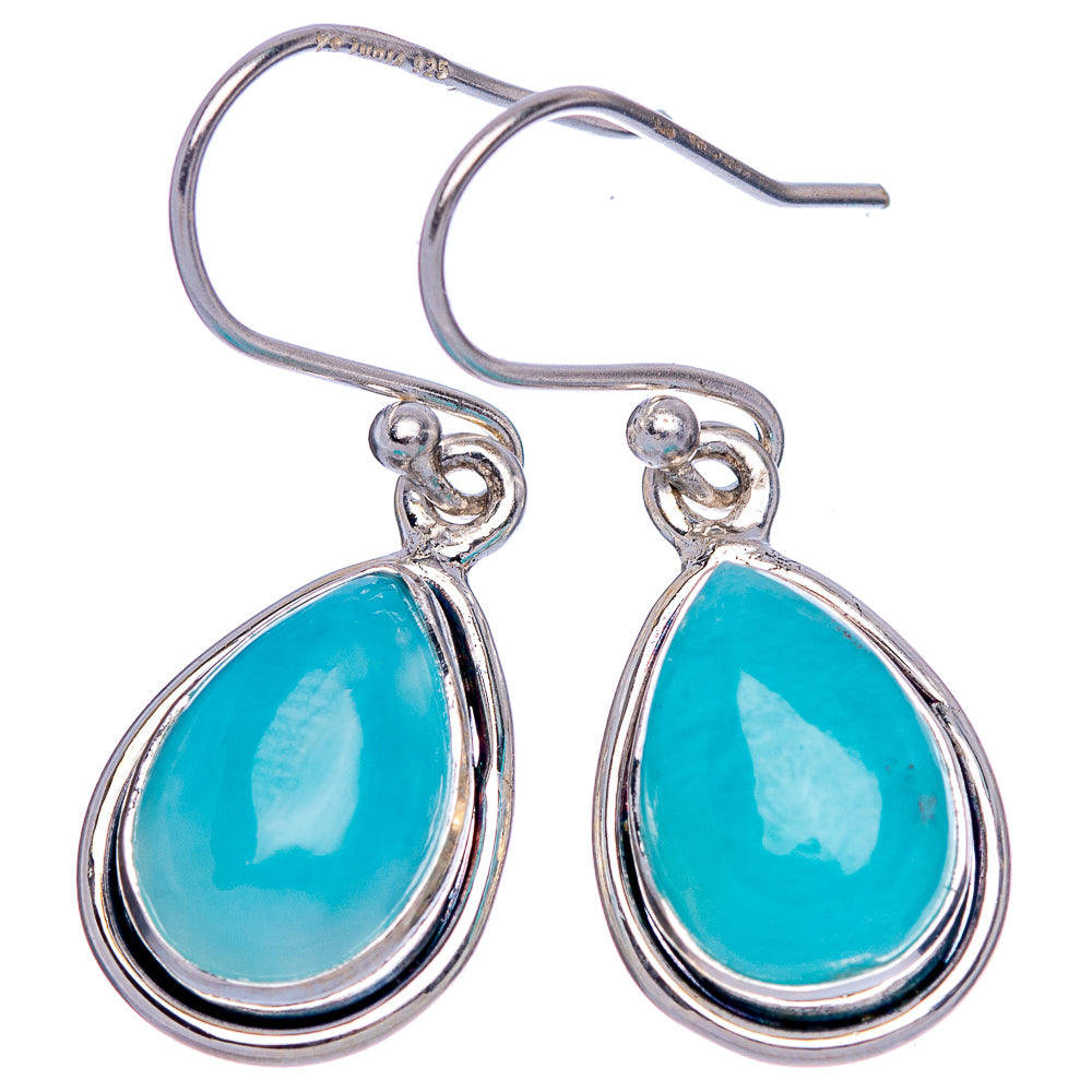 Rare Larimar Earrings 1 1/4" (925 Sterling Silver) E433296