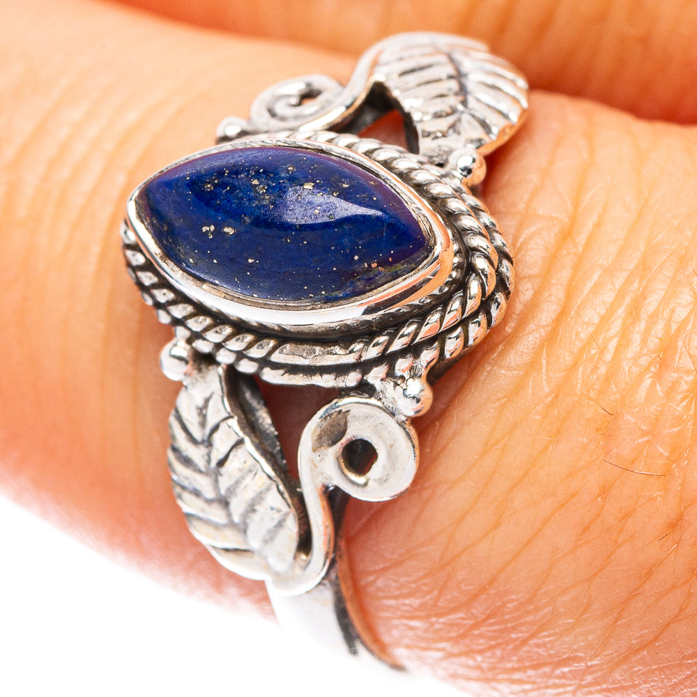 Lapis Lazuli Leaf 925 Sterling Silver Ring Size 8 (925 Sterling Silver) R5340