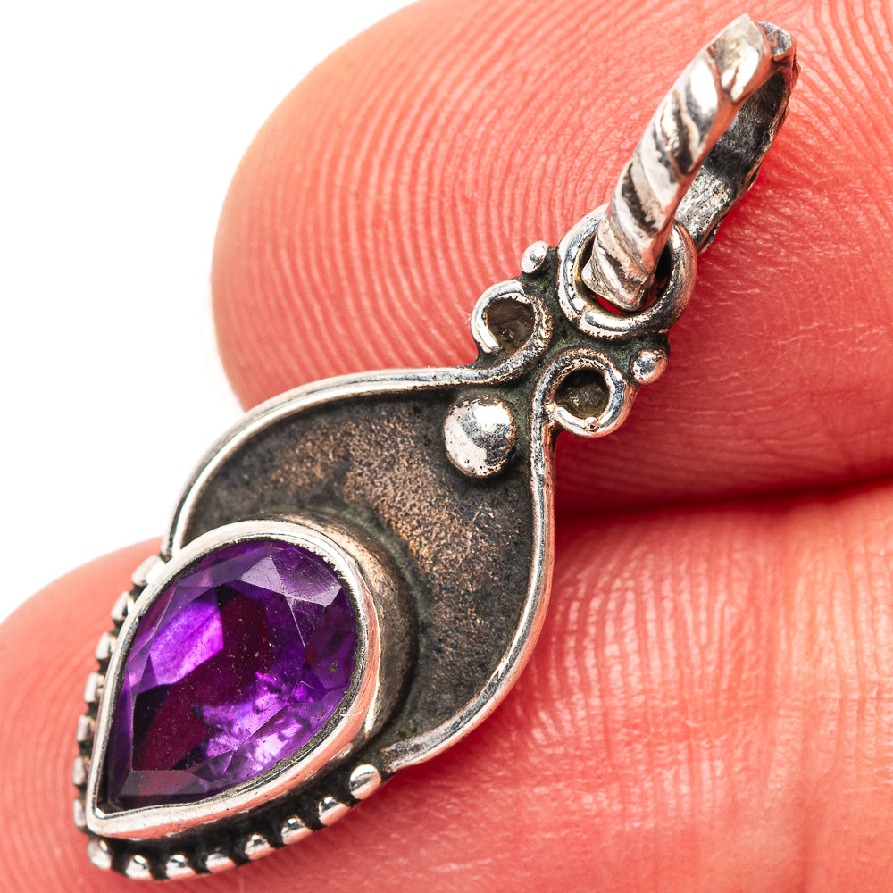 Dainty Amethyst Pendant 1 1/8" (.925 Sterling Silver)