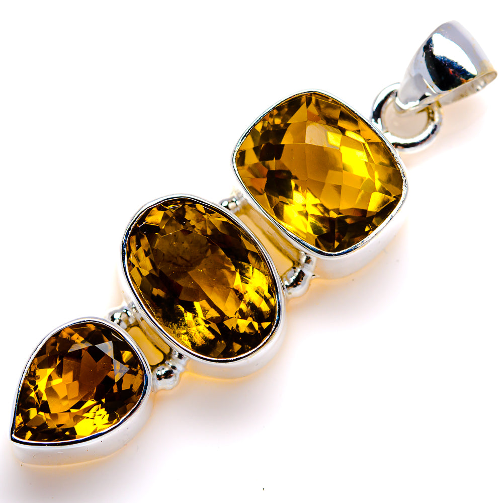 Faceted Citrine Pendant 2" (925 Sterling Silver) PD38078