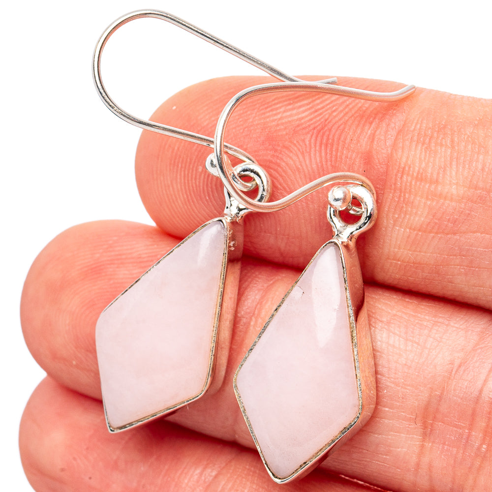 Pink Opal Earrings 1 1/2" (.925 Sterling Silver)