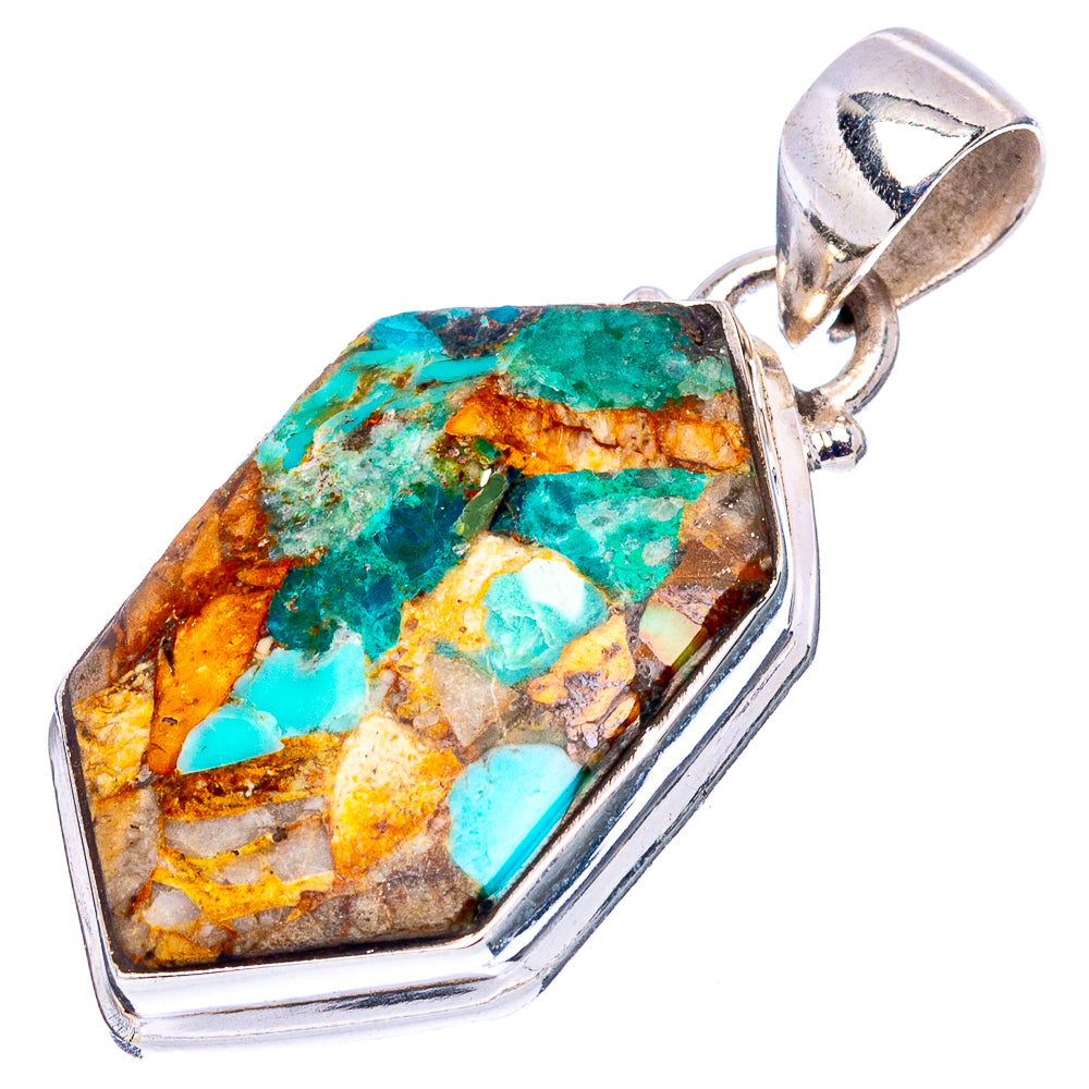 Royston Turquoise Matrix  Pendant 1 3/8" (.925 Sterling Silver)