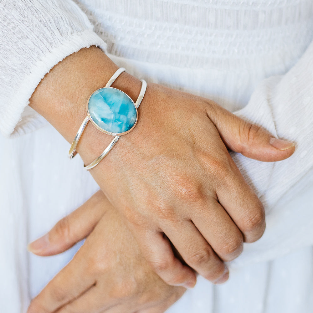 Larimar Cuff Bracelet (925 Sterling Silver) BR90284