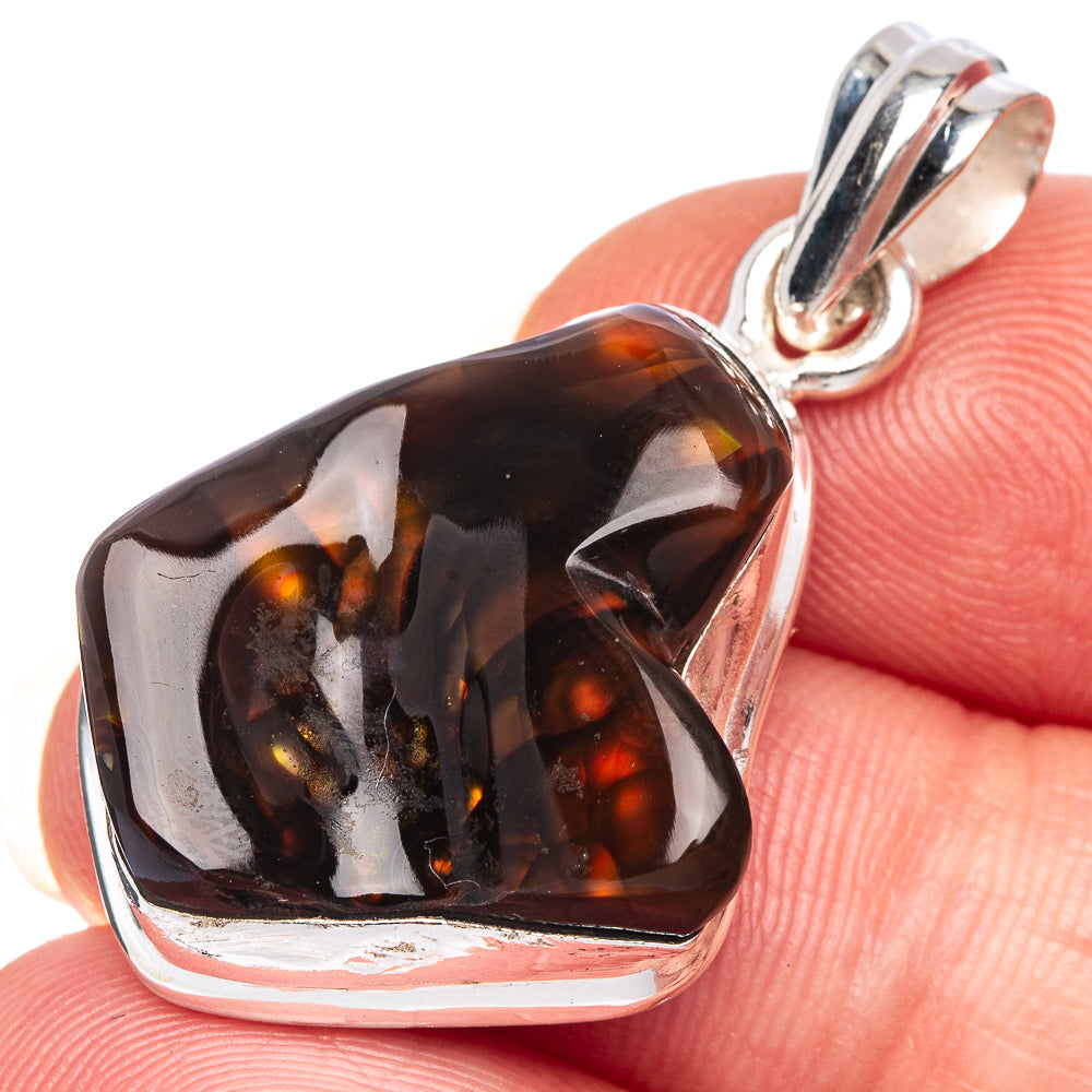 Rare Mexican Fire Agate Pendant 1 3/8' (925 Sterling Silver) P39945