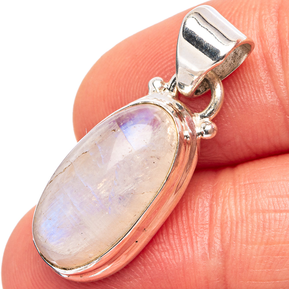 Rainbow Moonstone Pendant 1 1/8" (.925 Sterling Silver)