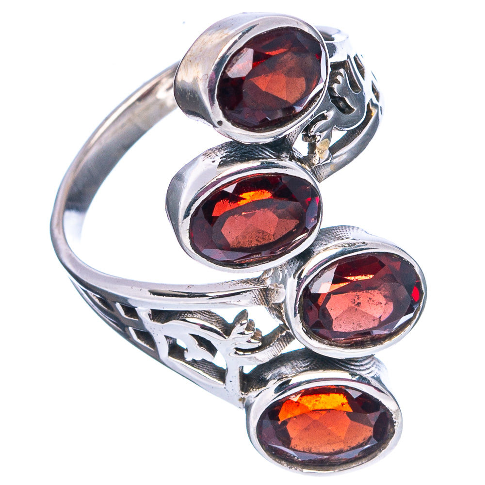 Faceted Garnet Ring Size 7 (.925 Sterling Silver)