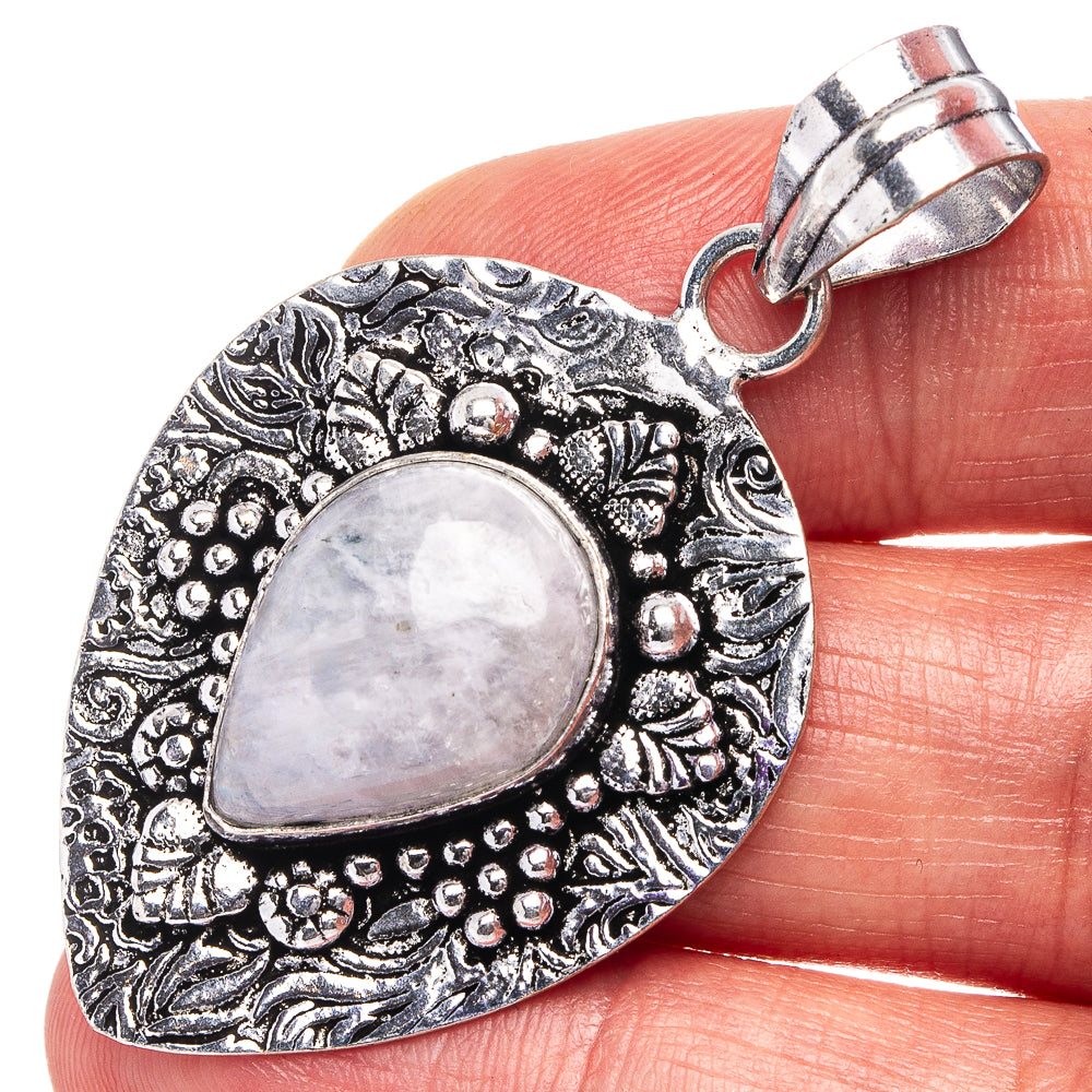 Rainbow Moonstone Pendant 1 7/8" (German Silver)