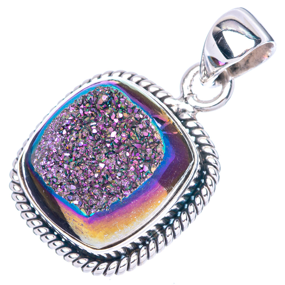 Titanium Druzy Pendant 1 1/8" (925 Sterling Silver) P42443
