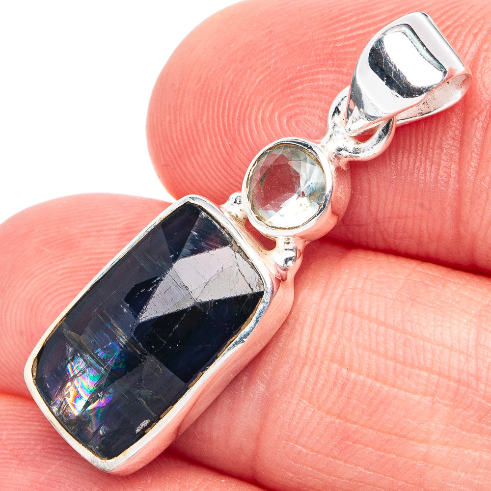Kyanite, Blue Topaz Pendant 1 1/4" (925 Sterling Silver) P45416