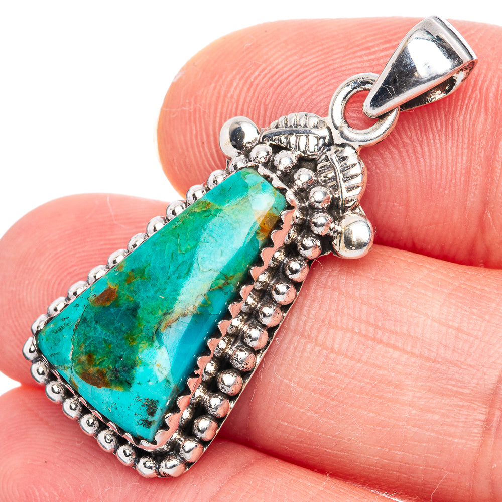 Rare Arizona Turquoise Pendant 1 3/8" (925 Sterling Silver) P42086