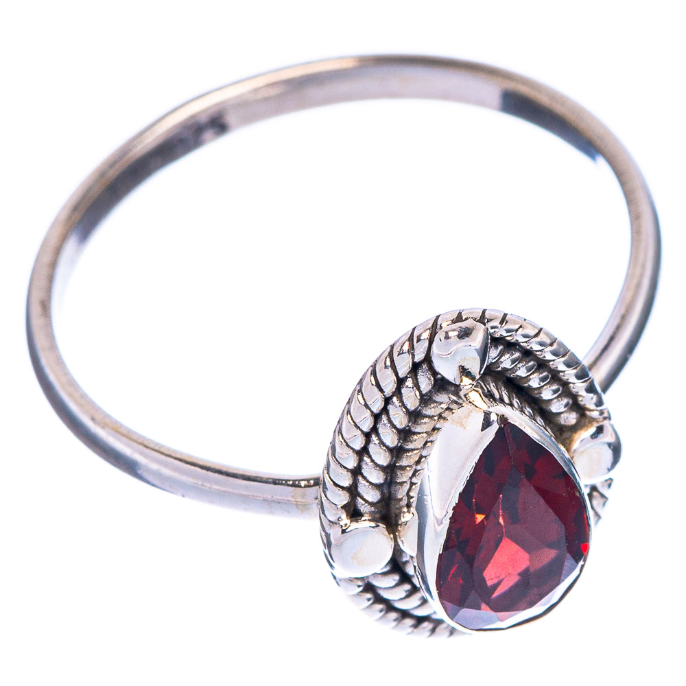 Garnet Dainty Ring Size 7.25 (925 Sterling Silver) R1168