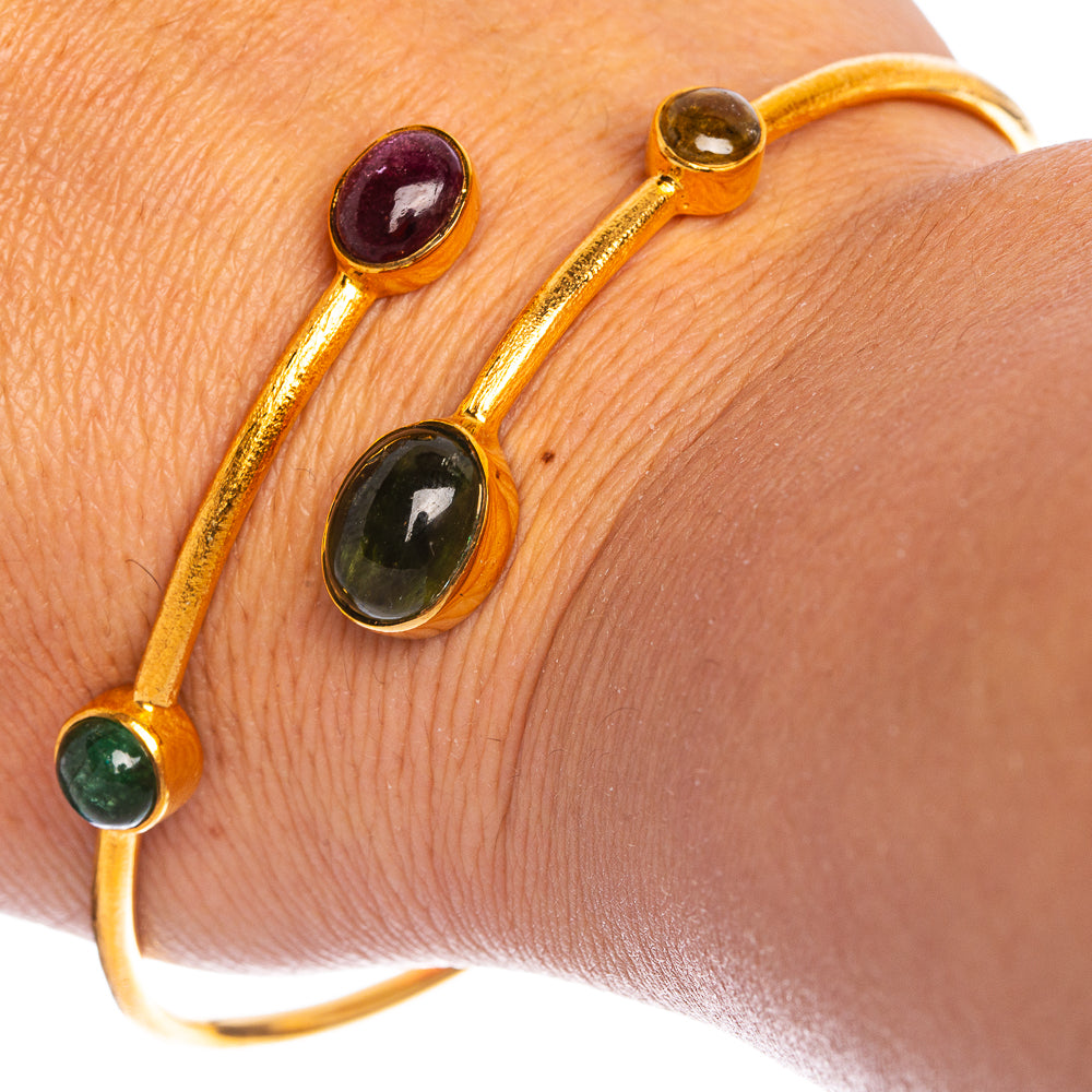 Tourmaline Cuff Bracelet 7 To 8" (925 Sterling Silver) BR90339