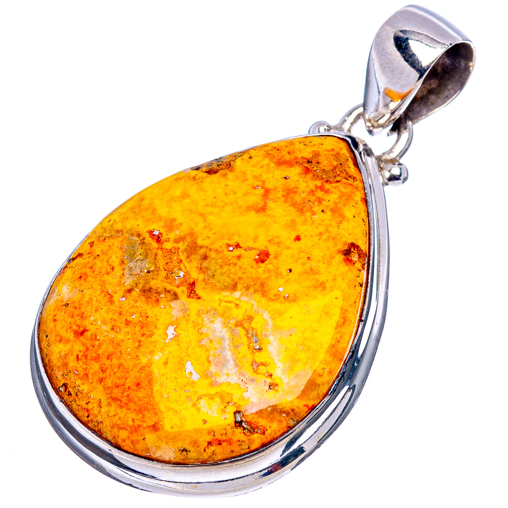 Bumblebee Jasper Pendant 1 5/8" (.925 Sterling Silver)