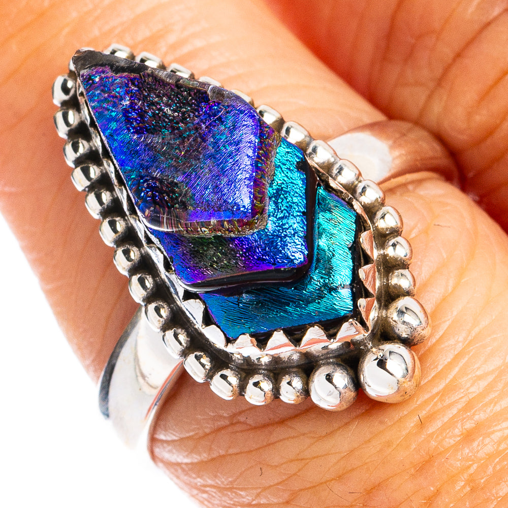 Dichroic Glass Ring Size 8 (925 Sterling Silver) R8516