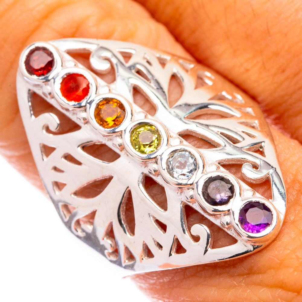 Rainbow Chakra Ring Size 10 (925 Sterling Silver) R141549
