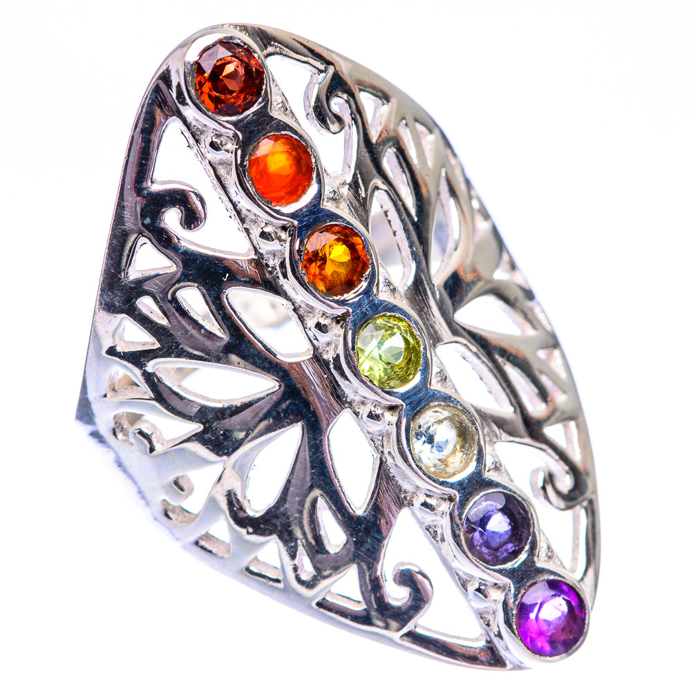 Rainbow Chakra Ring Size 8 (925 Sterling Silver) R140546