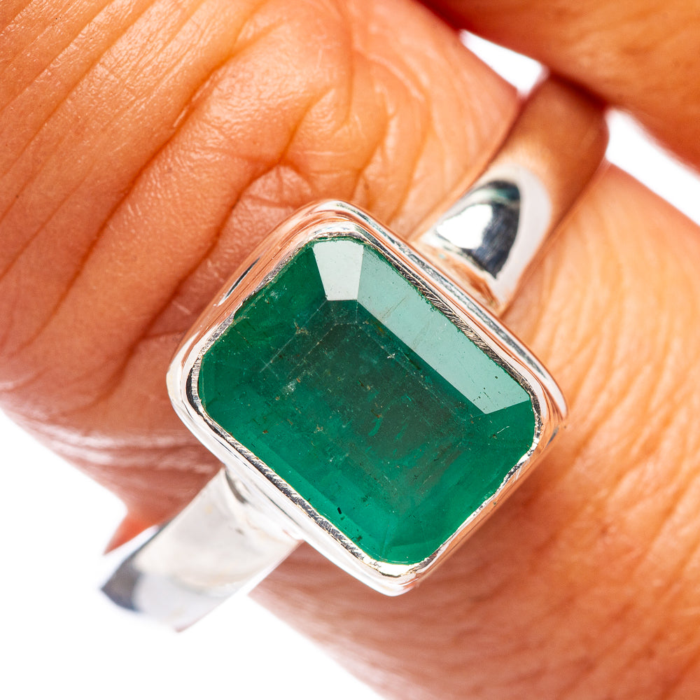 Rare Premium Faceted Zambian Emerald Ring Size 11 (.925 Sterling Silver)