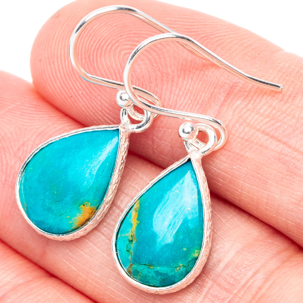 Chrysocolla 925 Sterling Silver Earrings 1 1/8" (925 Sterling Silver) E1227