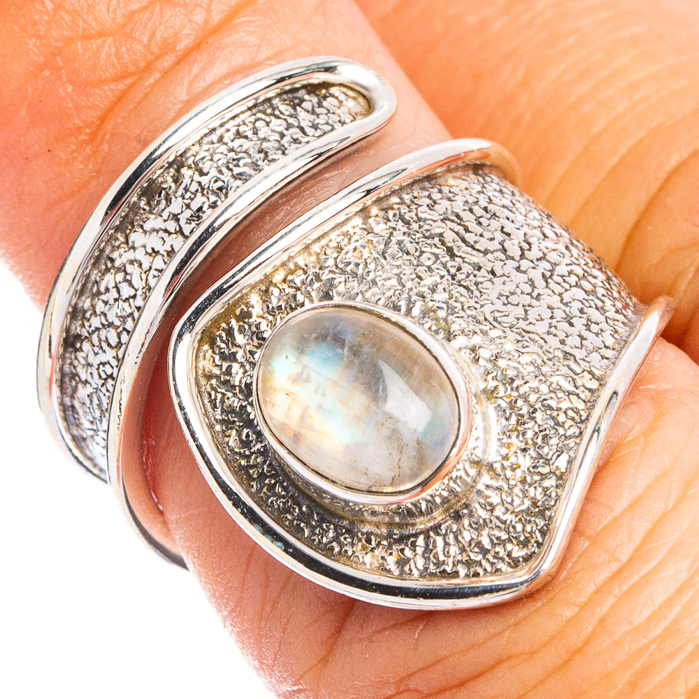 Dainty Rainbow Moonstone Ring Size 6 (925 Sterling Silver) R8668