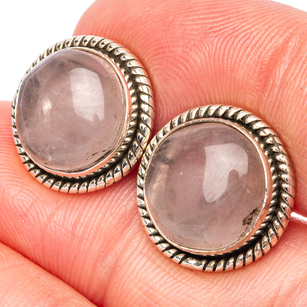 Rose Quartz Earrings 5/8" (925 Sterling Silver) E1568