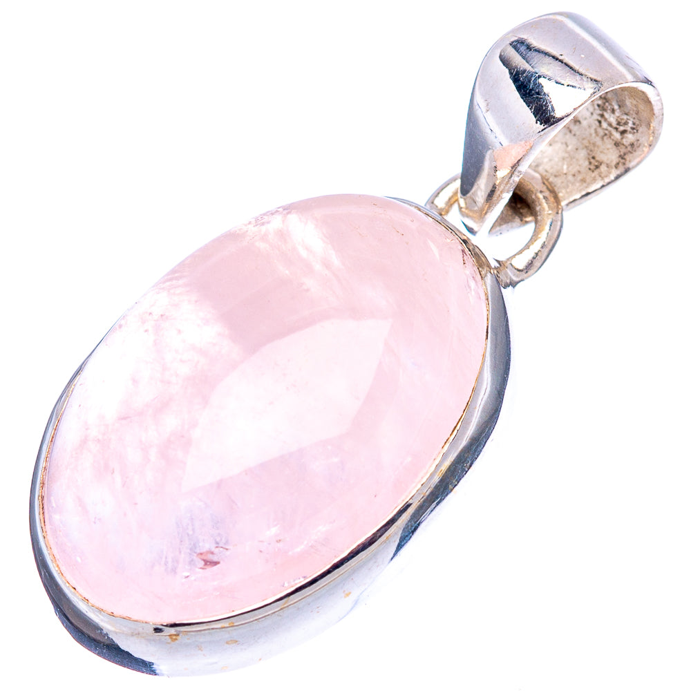 Rose Quartz Pendant 1 1/8" (.925 Sterling Silver)