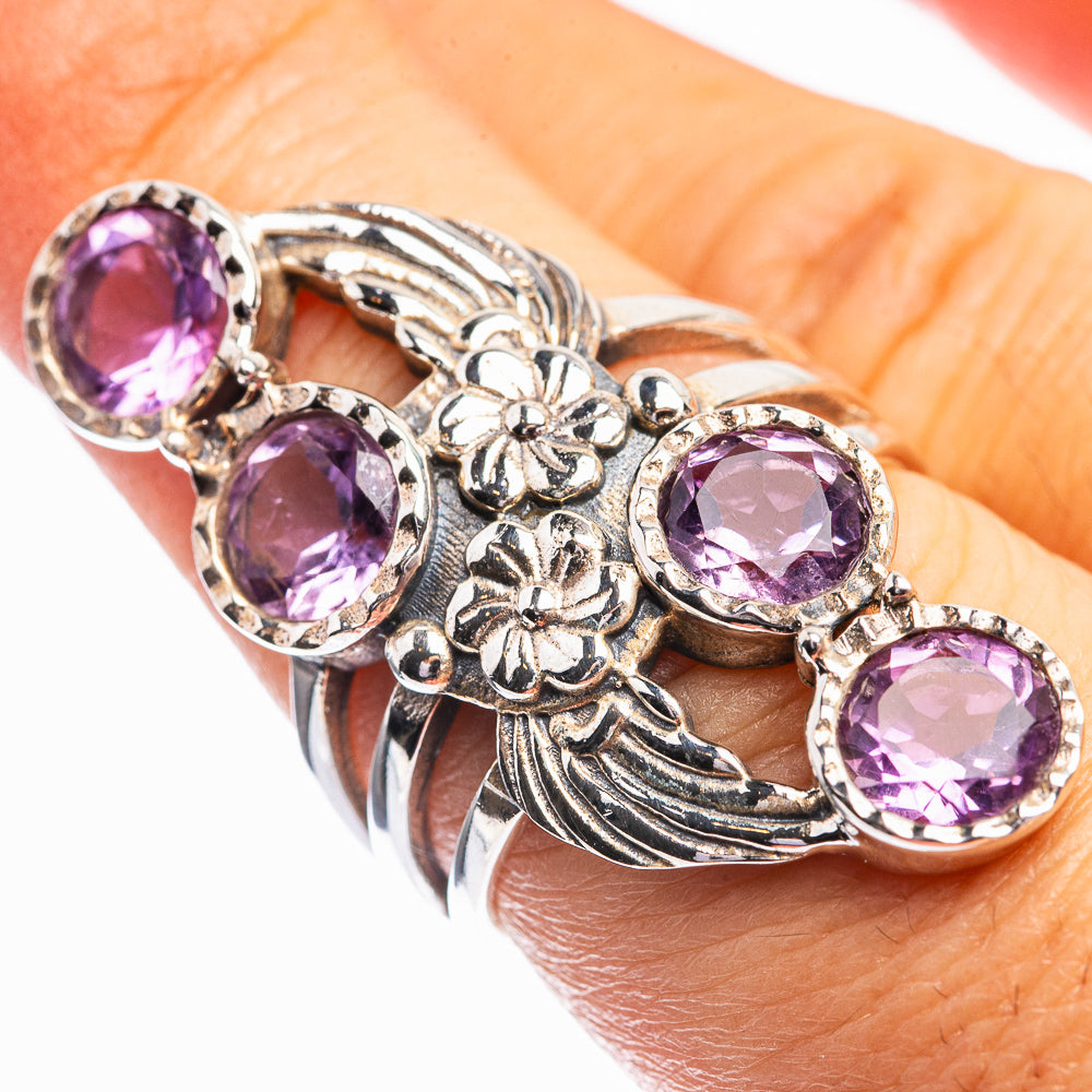 Faceted Amethyst Ring Size 6.75 (925 Sterling Silver) R141932