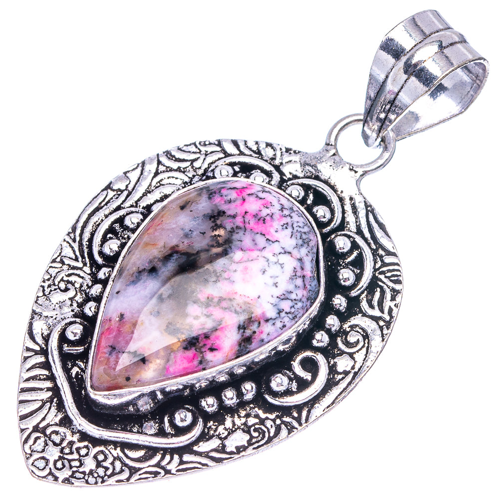Pink Dendritic Opal Pendant 2 1/8" (German Silver)