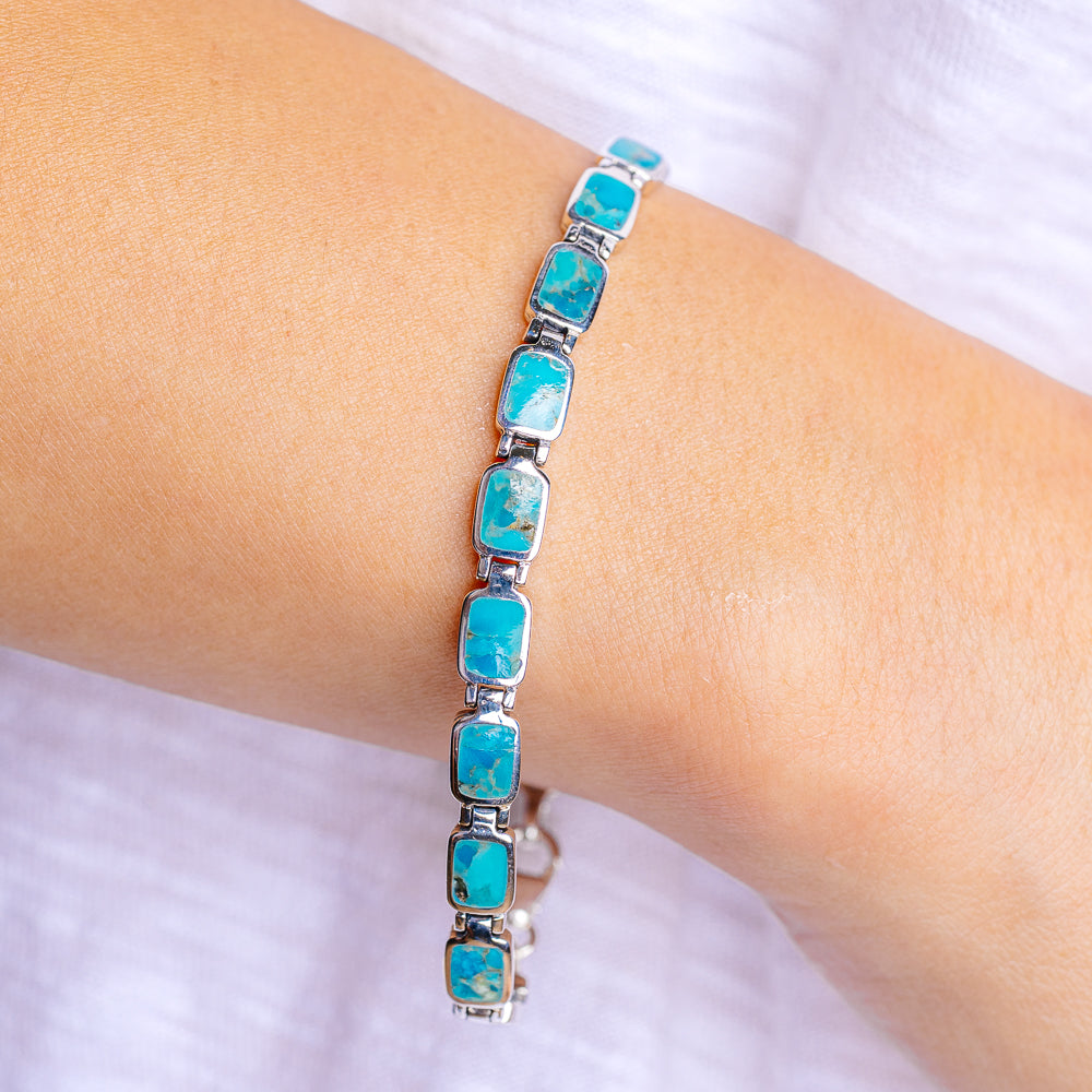 Mohave Turquoise Bracelet 7 3/8" (.925 Sterling Silver)