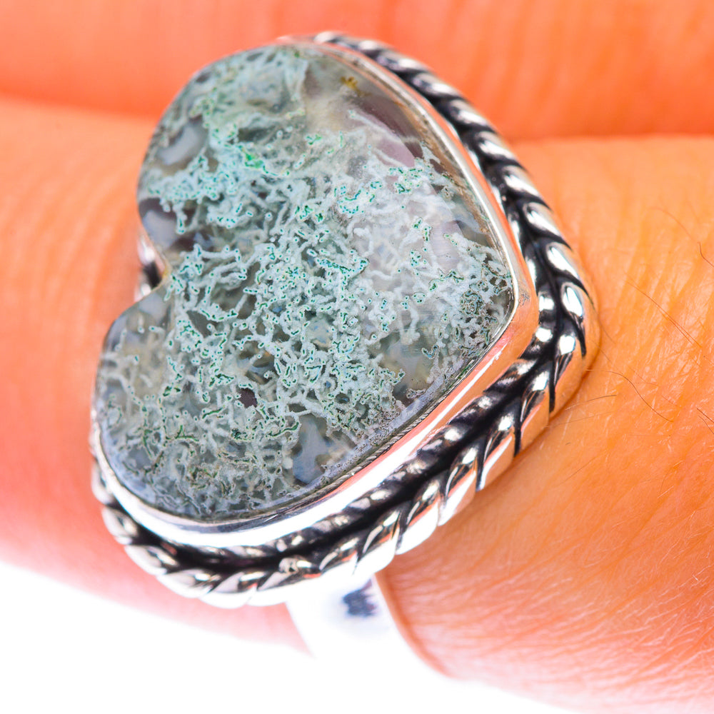 Green Moss Agate Ring Size 7.5 (925 Sterling Silver) RING139962