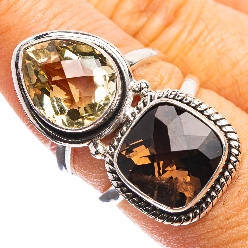 Large Smoky Quartz, Citrine Ring Size 7 (925 Sterling Silver) R143044