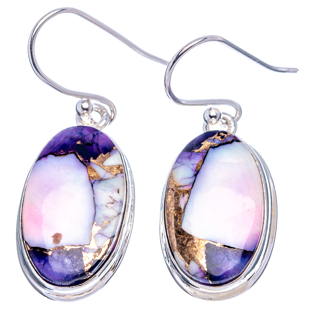 Purple Dahlia Mohave Turquoise Earrings 1 3/8" (.925 Sterling Silver)