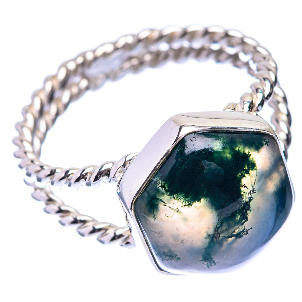 Premium Green Moss Agate Ring Size 9 (925 Sterling Silver) R141902