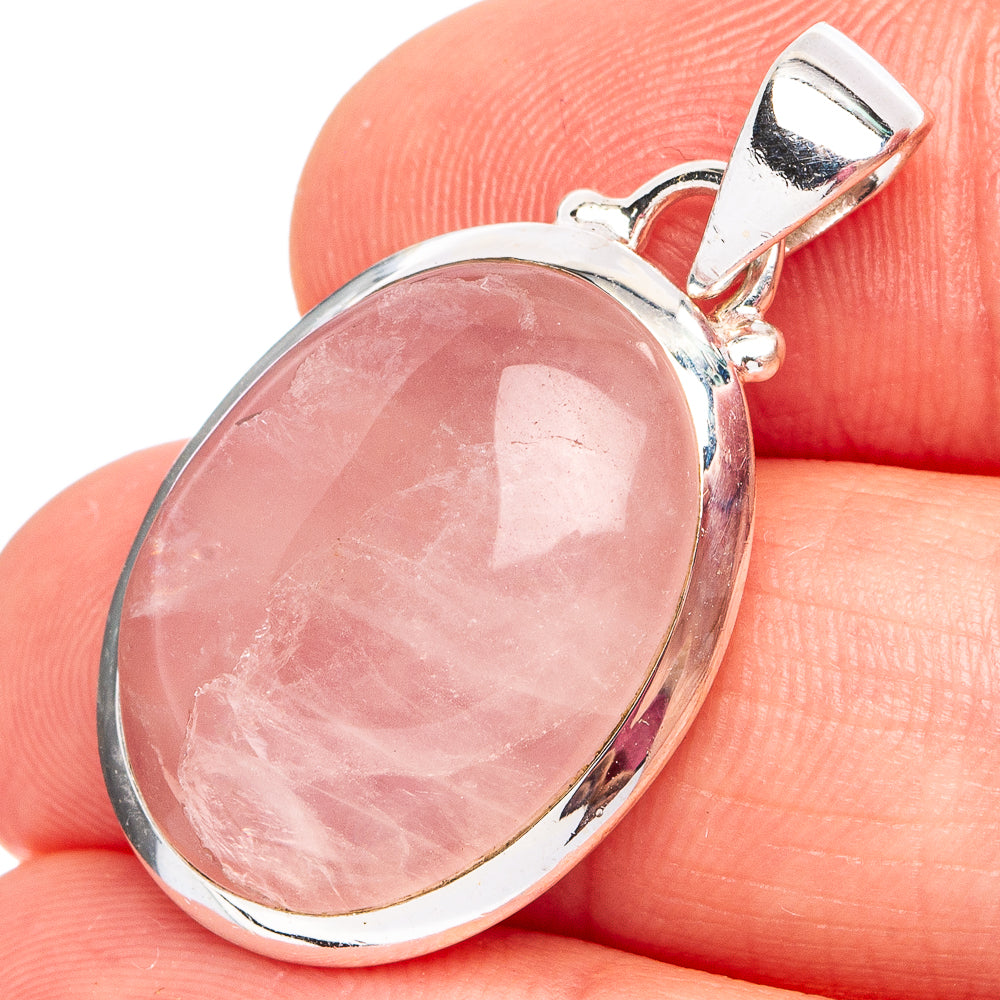 Rose Quartz Pendant 1 1/4" (.925 Sterling Silver)
