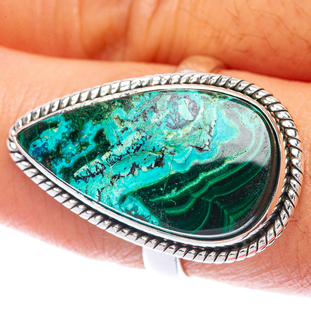 Malachite In Chrysocolla Ring Size 9 (925 Sterling Silver) R144853