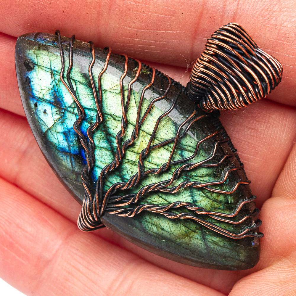 Labradorite Tree of Life Pendant 1 1/2" (Oxidized Copper)
