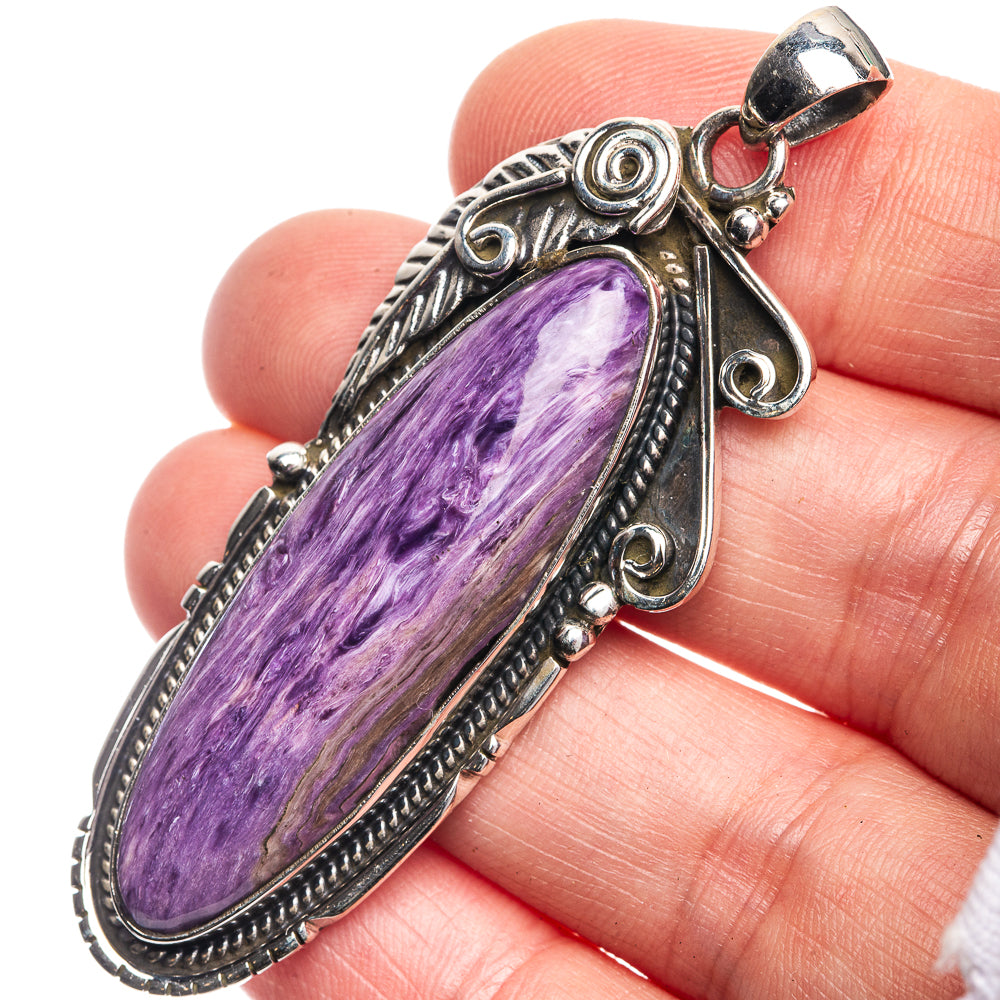 Charoite Pendant 2 3/8" (925 Sterling Silver) P39199