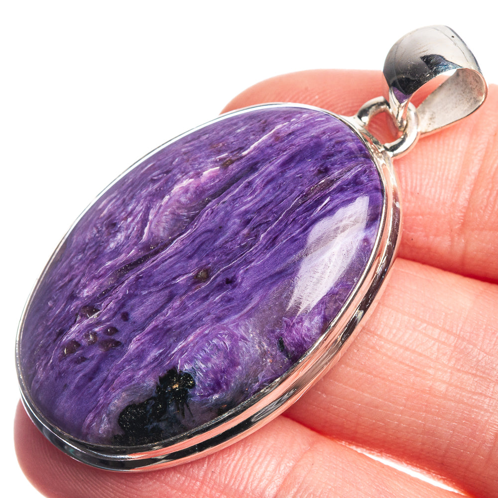 Charoite 925 Sterling Silver Pendant 1 3/4"