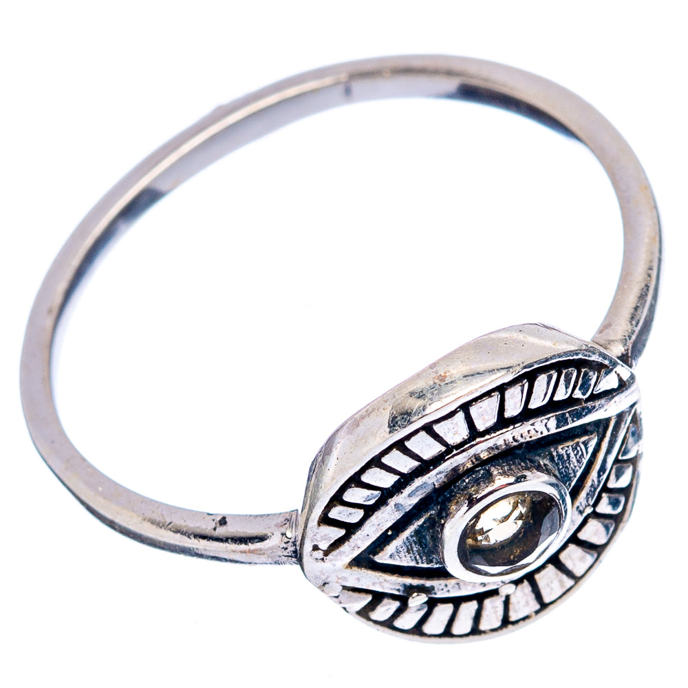 Citrine Eye Dainty Ring Size 6.5 (.925 Sterling Silver)