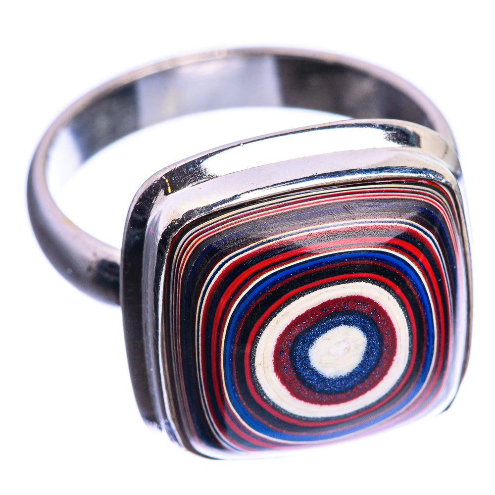 Rainbow Calsilica 925 Sterling Silver Ring Size 7.75